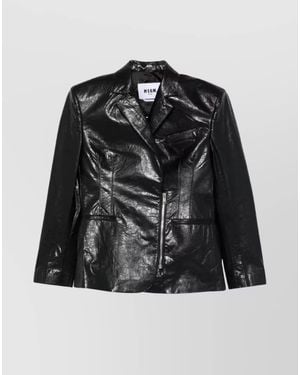MSGM Stylish Jacket With Front Pockets And Long Sleeves - Black