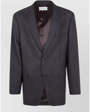 Maison Margiela Tailored Jacket With Notch Lapel And Pockets - Blue