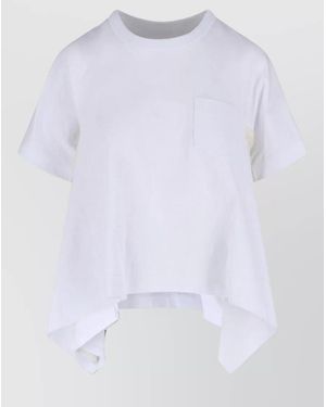 Sacai Cotton Draped Panelled Asymmetric T-Shirt - White