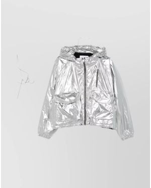 IRO Metallic Hooded Bomber Jacket - Gray