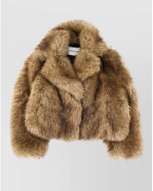 Stand Studio Samara Cropped Oversized Faux Fur Coat - Brown