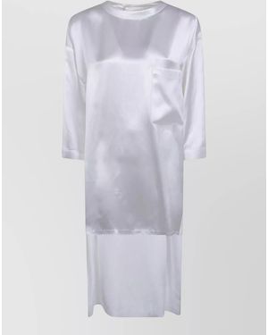 DARKPARK Tara Satin Asymmetric Knee Length Dress - White