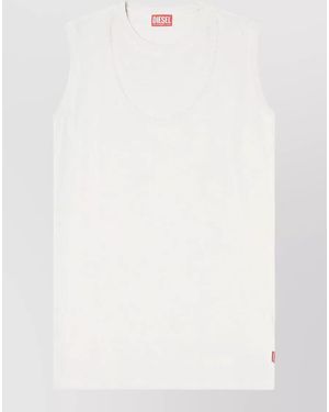 DIESEL Norm V10 Sleeveless Ribbed Hem Top - White