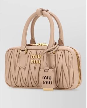 Miu Miu Arcadie Nappa Leather Clutch Bag - Natural