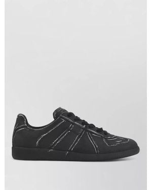 Maison Margiela Leather Lace-Up Sneakers - Black