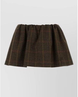 Miu Miu Houndstooth Check Embroidered Mini Skirt - Black