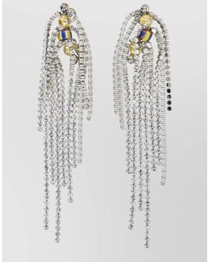 Dries Van Noten Crystal-Embellished Drop Earrings - White