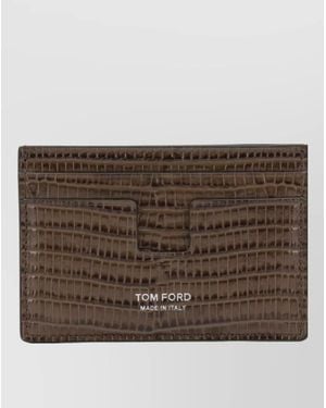Tom Ford Tejus T Line Leather Cardholder - Brown