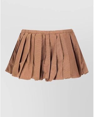 Miu Miu Vichy Check Shorts Pleated Design Waistband - Brown