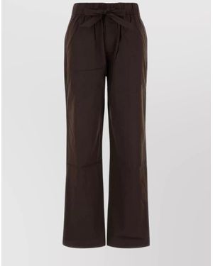 Tekla Cotton Pajamas Pant Bow Detail - Brown