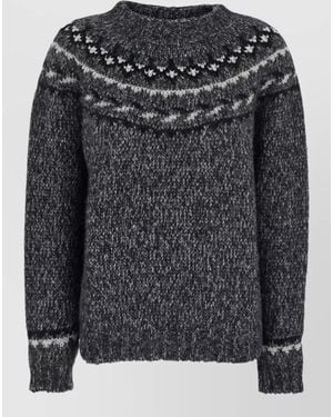 P.A.R.O.S.H. Knitwear Crew Neck Long Sleeves Patterned Yoke - Black