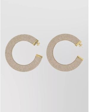 Jacquemus Linu Linen Hoop Earrings Detail - Natural
