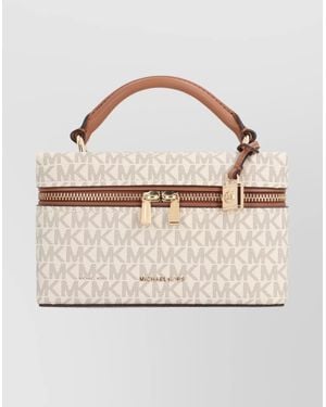 MICHAEL Michael Kors Leather Shoulder Bag With Lock And Key - Natural