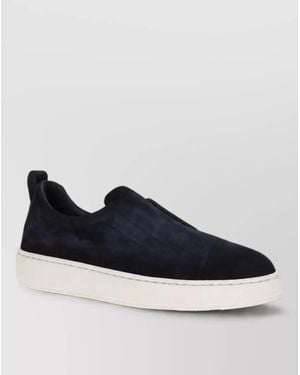 Santoni Calf Leather Slip-On Sneakers - Blue