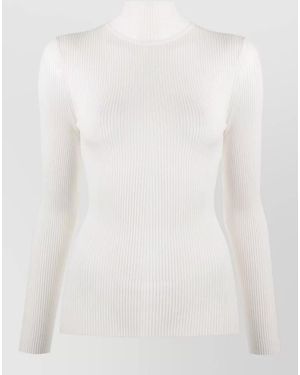 Wolford Virgin Wool Ribbed Turtleneck Long Sleeve Top - White