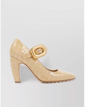 Bottega Veneta Mostra Croc Leather Mary Jane Pump - Metallic