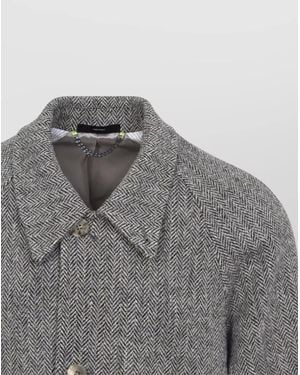 Paul Smith Wool Long Single-Breasted Belted Coat - Gray
