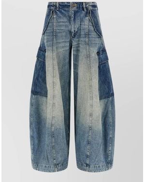 R13 Siouxsie Field Cargo Wide Leg Jeans - Blue
