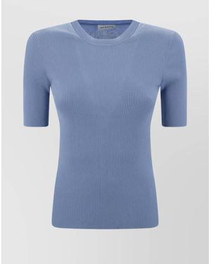 P.A.R.O.S.H. Crew Neck Cotton Blend Knitwear - Blue