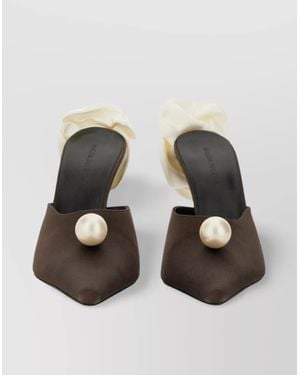 Magda Butrym Pearl Ruffled Stiletto Toe Mule - Black
