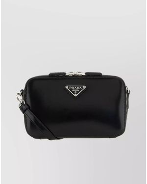 Prada Leather Brique Crossbody Bag - Black
