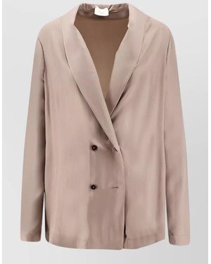 Alysi Silk Blazer Double Breasted Shawl Lapel - Natural