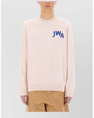 JW Anderson Logo Knit Sweater Ribbed Cuffs Hem Neckline - Pink