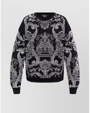 Versace Baroque Crew Neck Sweaters - Black