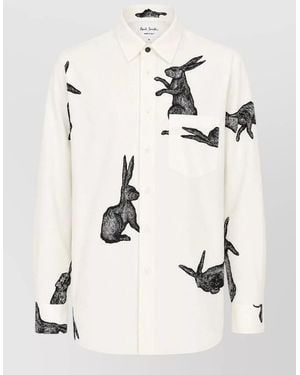 Paul Smith Animal Print Shirt Chest Pocket Long Sleeves - Natural