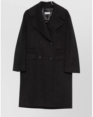 Alberto Biani Silk Double-Breasted Coat - Black