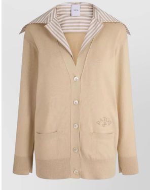 Patou Cotton Collar Cardigan - Natural