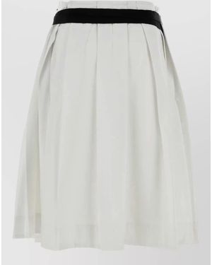 Prada Gabardine Skirt Pleated Design Contrast Waistband - Black