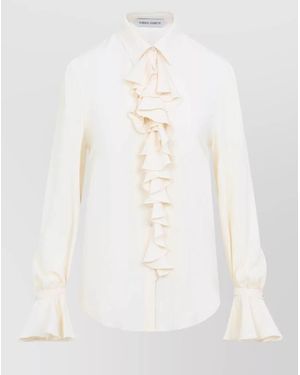 Alberta Ferretti Silk Ruffled Shirt - White