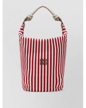Miu Miu Bucket Bag Rope Handle Striped Pattern - Red