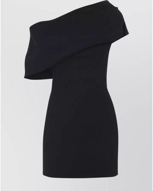 Jacquemus One Shoulder Mini Dress With Asymmetric Neckline - Black