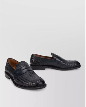 Doucal's Woven Leather Loafers - Black