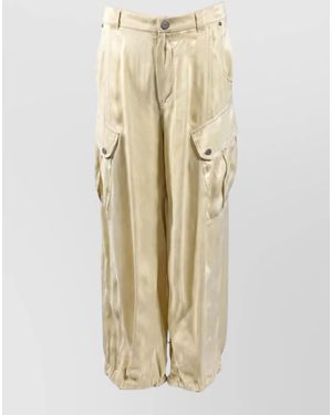 Pinko High-Rise Straight-Leg Cargo Trousers - Natural