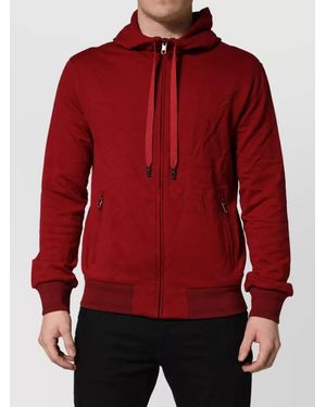 Dolce & Gabbana Cotton Zip-Up Hoodie - Red