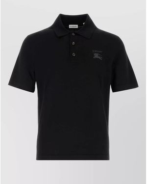 Burberry Wool Polo Shirt Casual Style Short Sleeves - Black