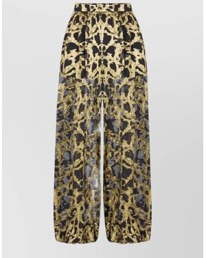 Nina Ricci Silk Printed Wide-Leg Trousers - Multicolour