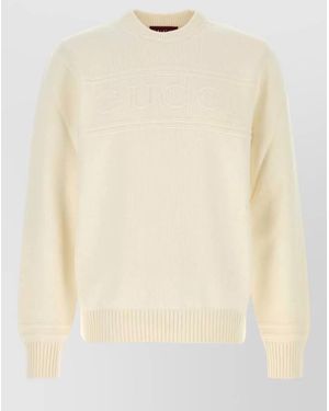 Gucci Cotton Blend Jumper Crew Neck Style - Natural
