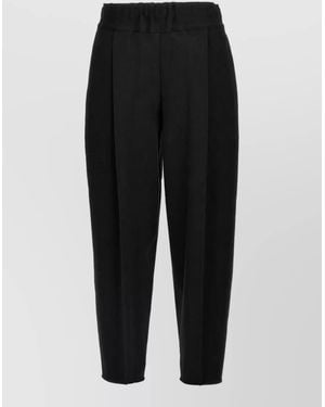 Issey Miyake Fringed Pleated Balloon-Leg Cropped Tapered Trousers - Black