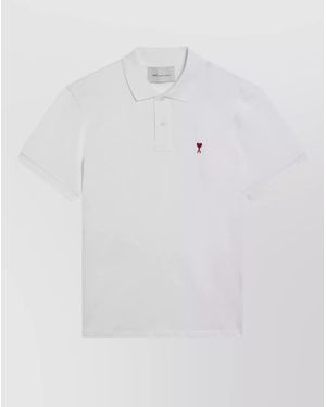 Ami Paris Piqué Polo Shirt - White