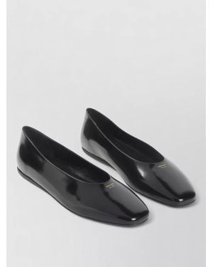 Prada Ballerina Loafer Brushed Leather Square Toe - Black