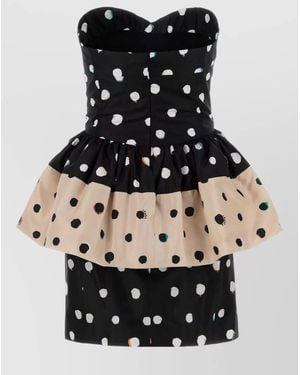 Fendi Printed Taffeta Bustier Mini Dress - Black