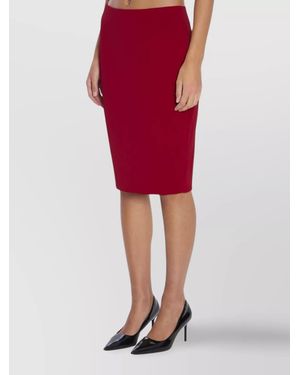 Saint Laurent Satin Midi Pencil Skirt - Red