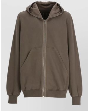 Rick Owens Cotton Hoodie Long Sleeves Oversized Fit - Brown