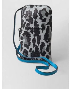 Dolce & Gabbana Leopard-Print Leather Crossbody Phone Bag - Blue