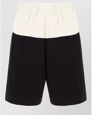 Dries Van Noten Cotton Blend Bermuda Shorts Two Tone Design - Black