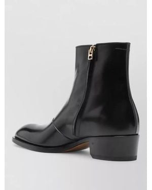 Tom Ford Leather Chelsea Ankle Boots Block Heel - Black